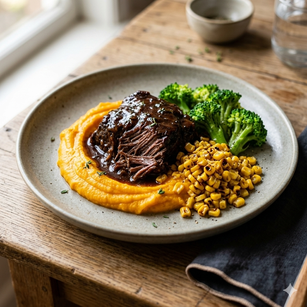 Braised Beef with Pumpkin Mash